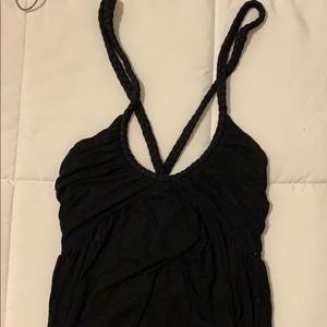BLACK MAXI-DRESS BRAIDED CROSS BACK